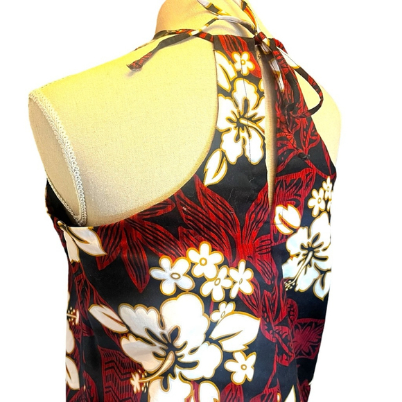 Hitomi Kailua-Kona Hawaii Maxi Dress Muumuu, M, Black Red Floral Aloha Wear - Picture 13 of 16